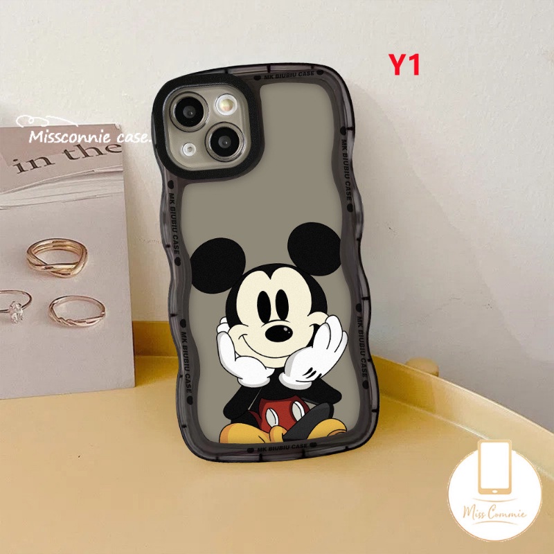 Couple Case VIVO Y36 Y02A Y20 Y02 Y15s Y22s Y35 Y16 Y21 Y12 Y75 Y22 Y02s Y15 Y17 V20 V21 V25E V25 Y12s Y12i Y21s Y11 Y33s Y15A Y91 Y30 Y50 Y91C Kartun Mickey Mouse Wavy Wdge Cover
