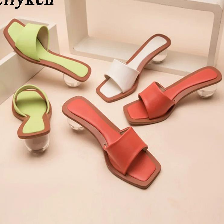 Viral SANDAL HAK KACA BULAT WANITA SANDAL SLOP