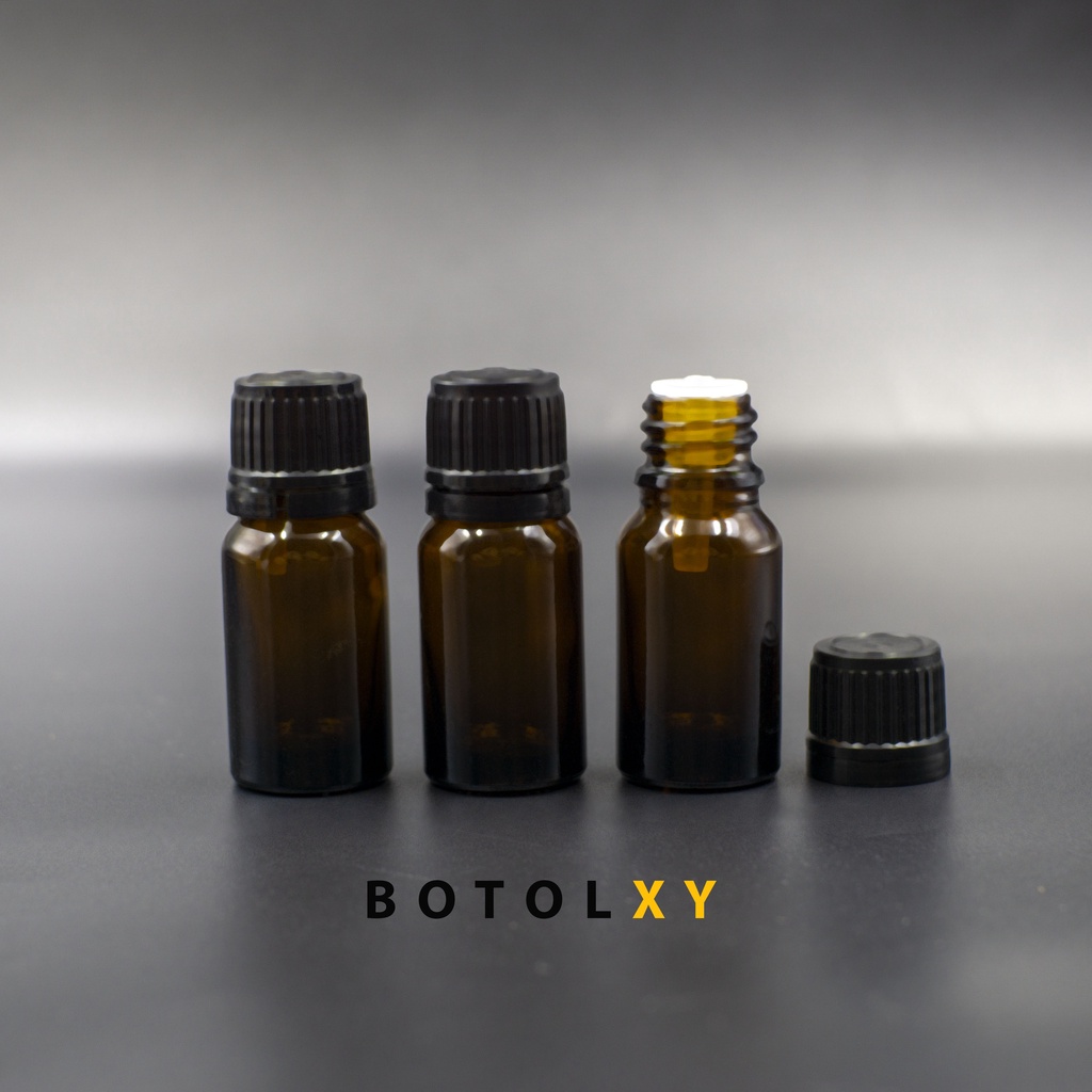 Botol Kaca Amber 10ml Essential Oil 10 ml - Tutup Filler Dropper