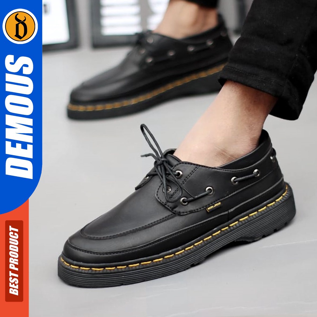 DEMOUS Winter - Sepatu Formal Docmart Pantofel Low Boots Casual Kerja Pria Hitam