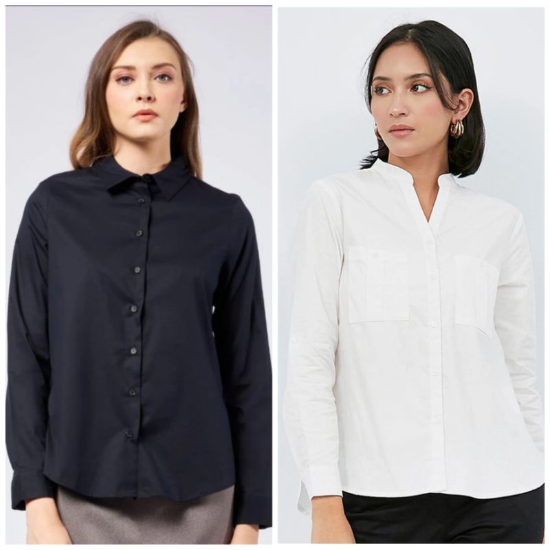 THE EXECUTIVE KEMEJA BLOUSE WANITA HITAM PUTIH