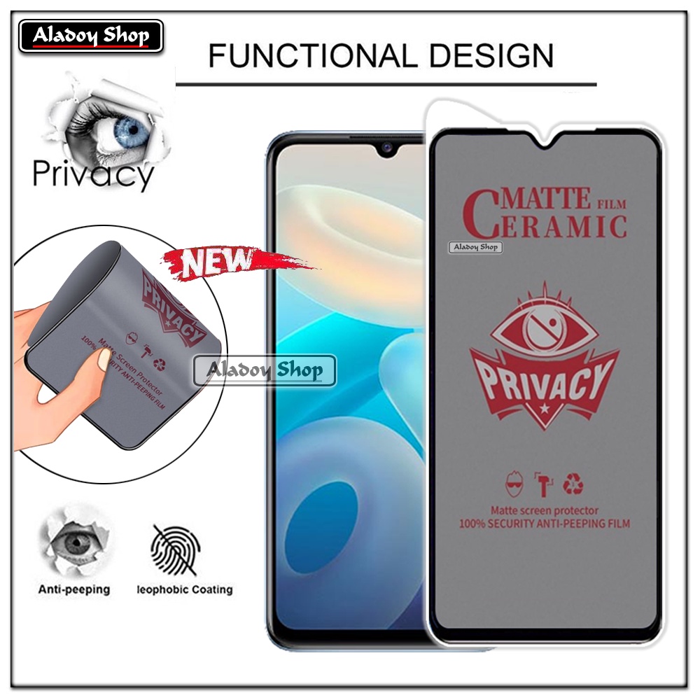 Tempered Glass Anti SPY Vivo Y55 4G Anti Gores Privacy + Tempered Glass kamera dan Skin Carbon