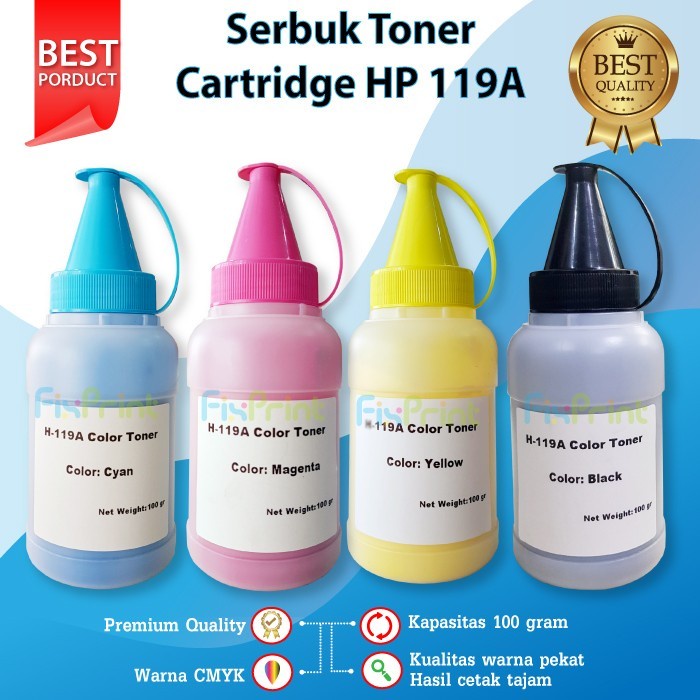 Serbuk Toner Cartridge XP 119A Black Cyan Magenta Yellow 1x Refill