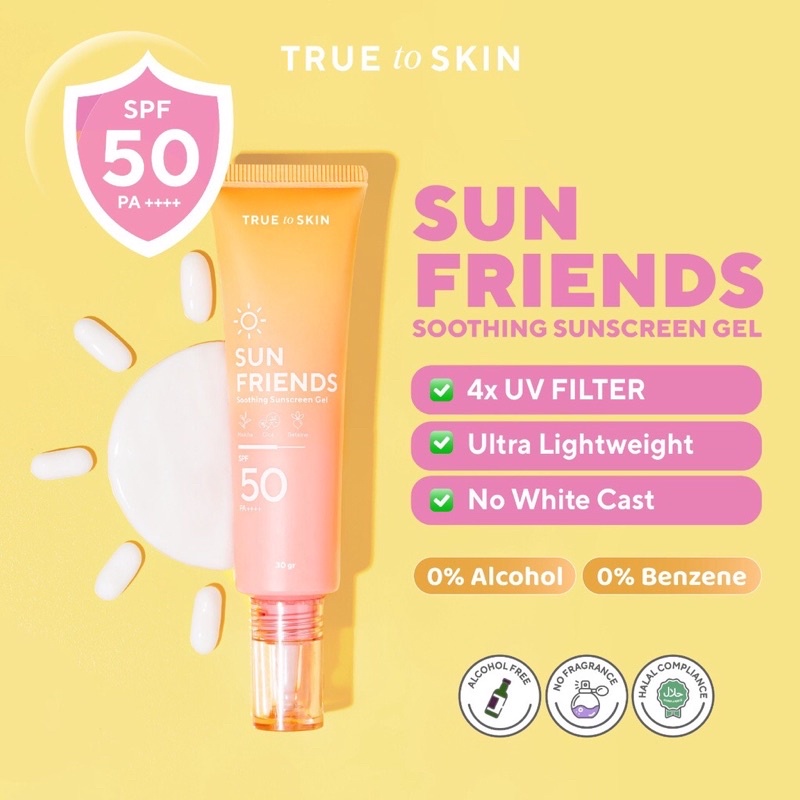 True To Skin Sun Friends SPF 50 PA++++ - Sunscreen Gel True To Skin