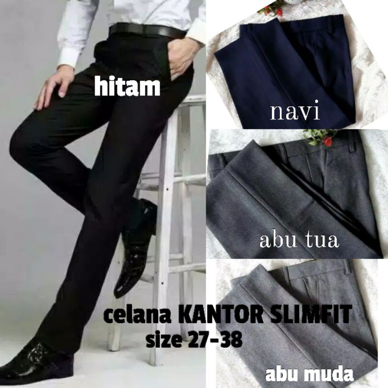 CELANA KANTOR SLIMFIT | FORMAL | KERJA | BAHAN WOOL size 27-38