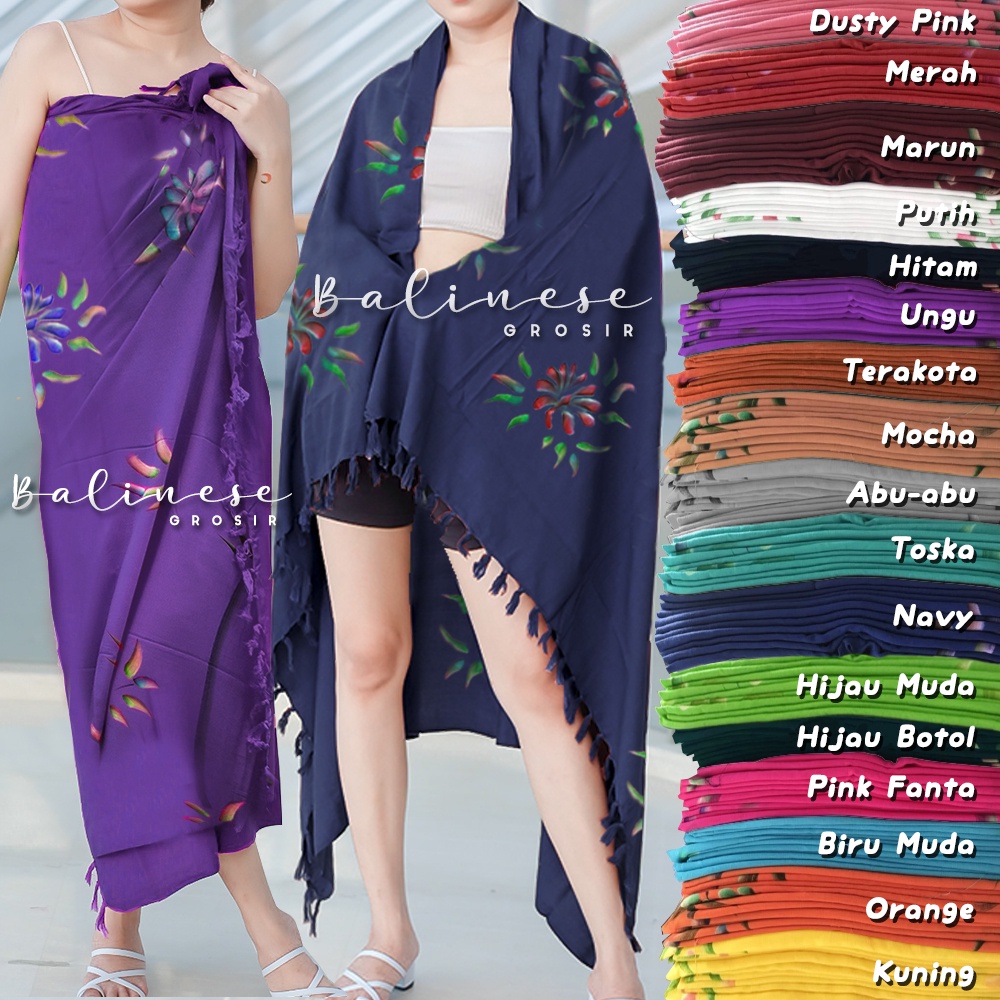 Kain Pantai Bali Motif Bunga Lukis