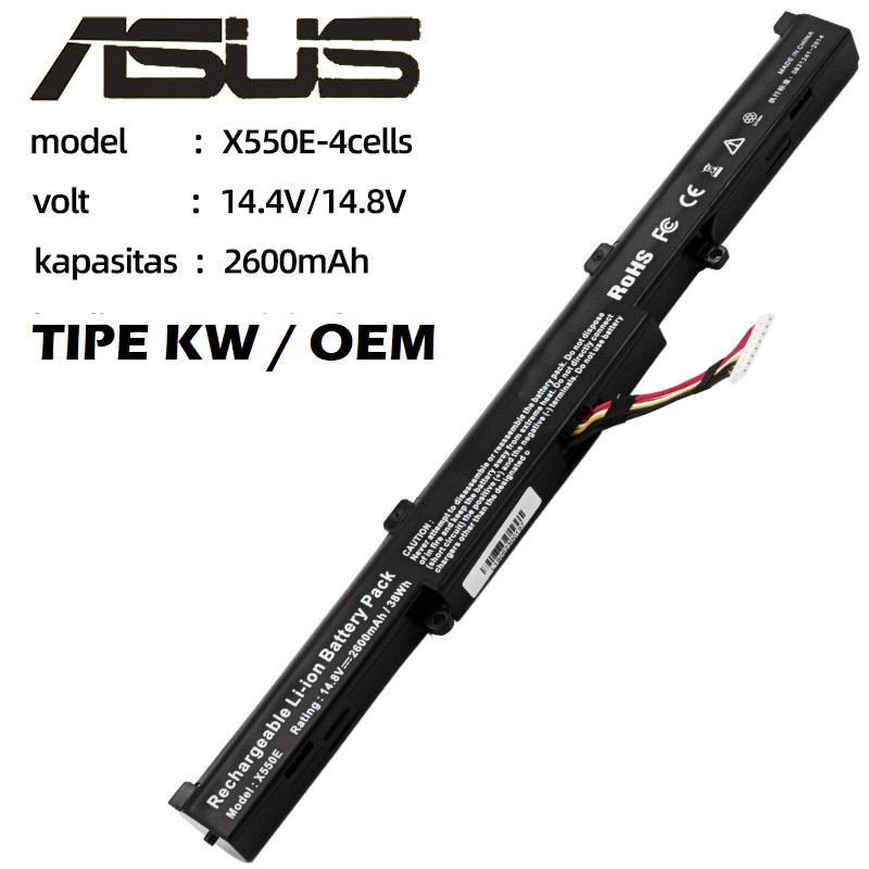 ORIGINAL BATERAI ASUS X550E X452 X452E X450 A450 A450C A450CA X450C A450L A450V A550 A550C F450 F550 F552 K450 X550 A41-X550A TIPE TANAM