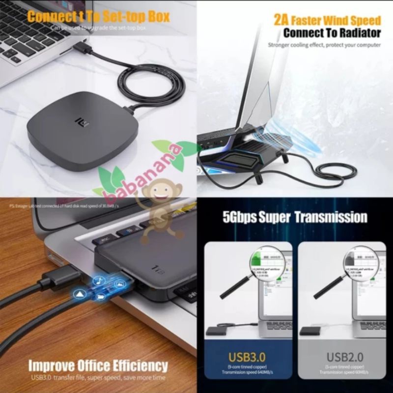 Kabel Usb 3.0 5Gbps Extender Extension Male to Male High Speed Cable