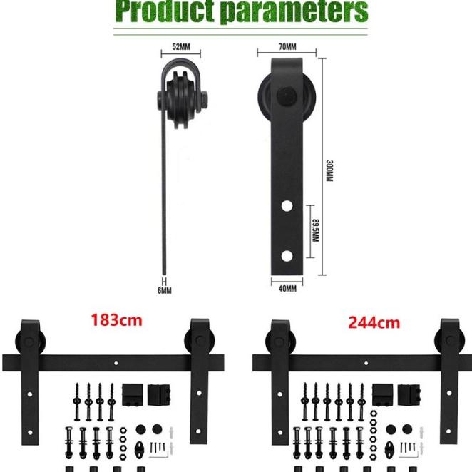 Rel Pintu Geser Industrial / Barn Door / Sliding Untuk Ukuran Pintu 1.