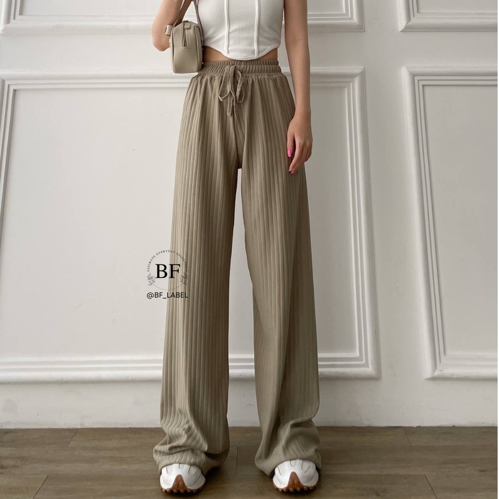 BF Label - Lyra Pants 1106 | Celana Kulot Knit Rib Panjang Korean Style Murah