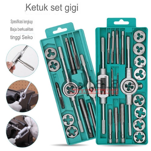 TOOLBOX ALAT SNAI DAN TAP ULIR BAUT SENAI DIE SENEI KUALITAS HAND TAP DAN DIES SET 12 PCS JS-10512