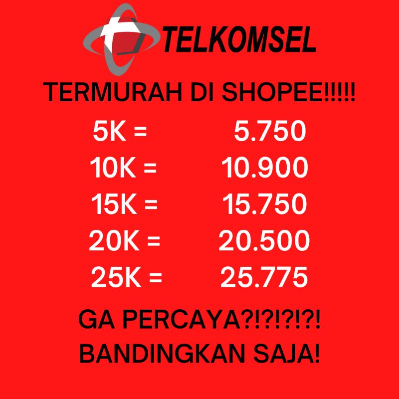 PULSA REGULER TELKOMSEL TERMURAH 1K - 25K
