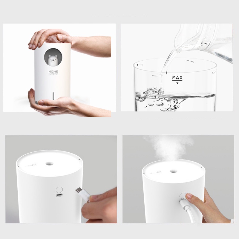 Holiven Cute Cat Humidifier 700ML Essential Oil Diffuser Aroma Terapi Pengharum Ruangan