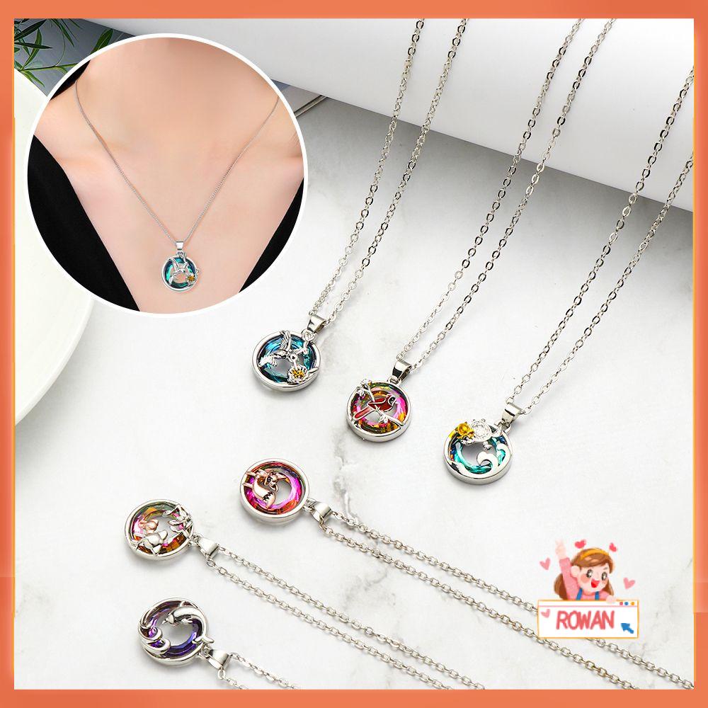 R-bunga Kristal Kalung Hari Ibu Hadiah Perhiasan Valentine Kura Kura Penguin Dolphin Hummingbird925 Sterling Silver