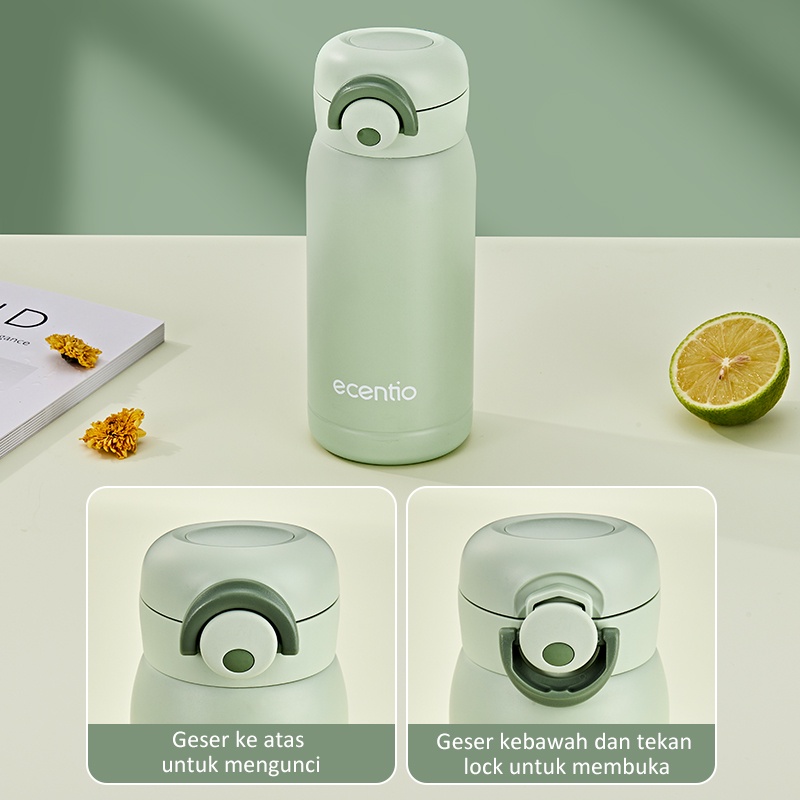 ecentio 320ml Termos Air Panas Stainless 304 Botol Minum Mini Tahan Panas Anti tumpah Tumbler