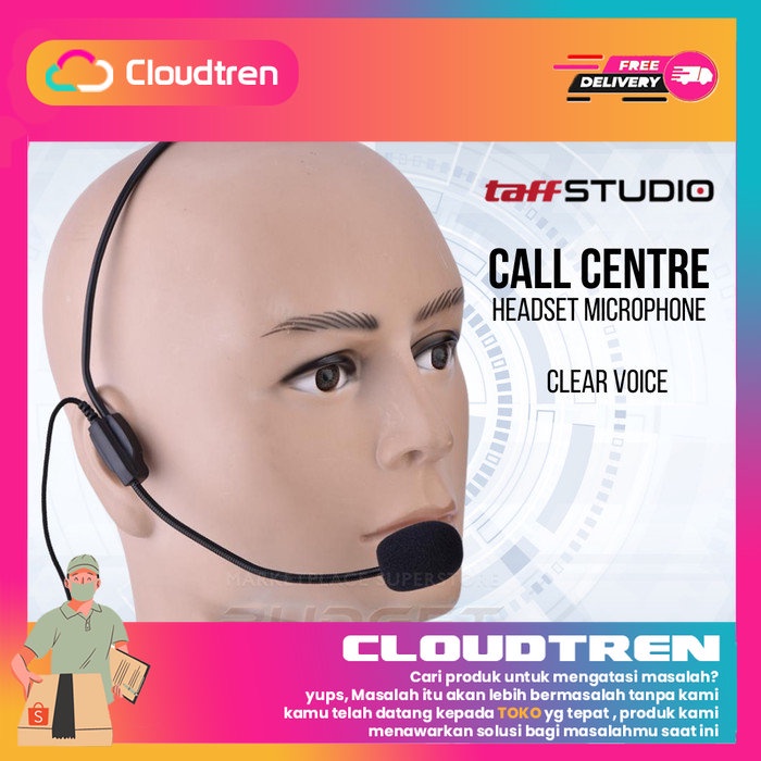 Headset Microphone Call Center Style Bright Clear Sound