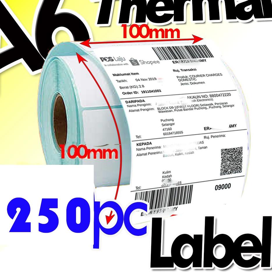 

■»► LABEL THERMAL STIKER 100mm x100mm LABEL STICKER DIRECT THERMAL 100x100