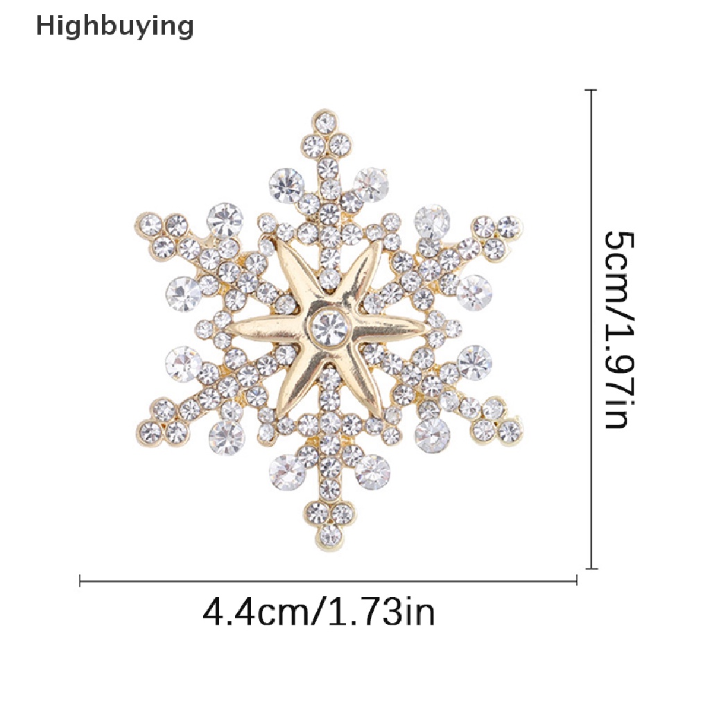 Hbid Fashion Pin Menawan Kristal Berlian Imitasi Bros Natal Snowflake Bros Natal Bros Hadiah Glory