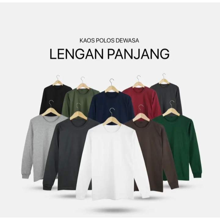 Kaos Polos Lengan Panjang Pria/Wanita Combet Premium 30s (Ujung Lengan nya pakai RIB)