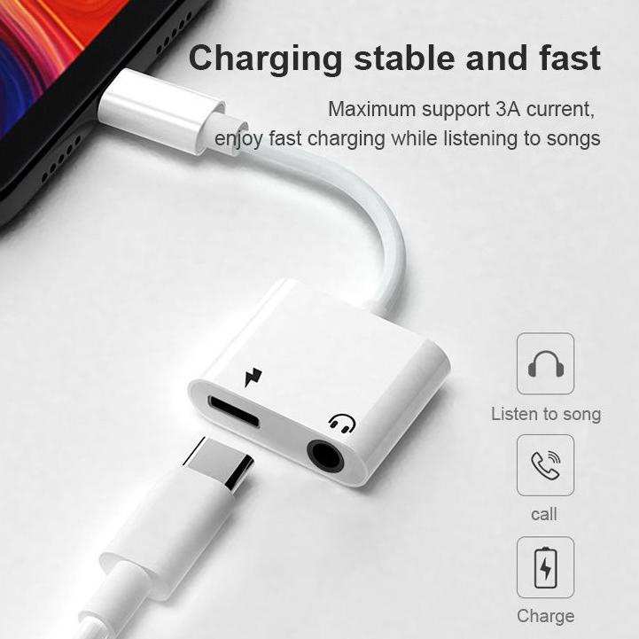Murah Type C 2 in 1 Adapter Aux Audio Hifi DAC Adapter USB C to 3.5mm Earphone Jack Fast Charging fo