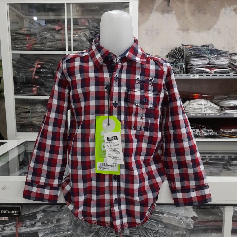 CARDINAL KIDS KEMEJA KOTAK MERAH MAROON