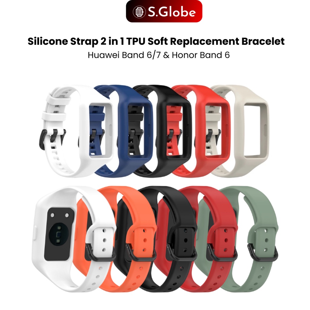 2 in 1 Huawei Band 6 7 Honor Band 6 TPU Soft Replacement Bracelet Silicone Strap