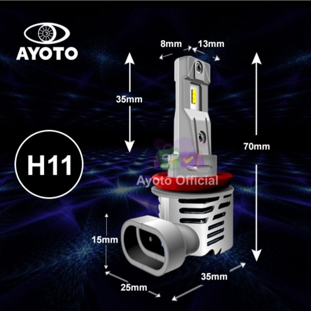 Lampu Mobil LED AYOTO H11 6000k, 35W+35W, 10.000 lumens 1PC