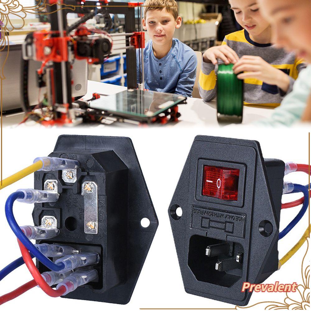 Preva Power Switch Socket Dapat Diganti Aksesoris Printer 3D Daya AC Stop Kontak Tiga pin