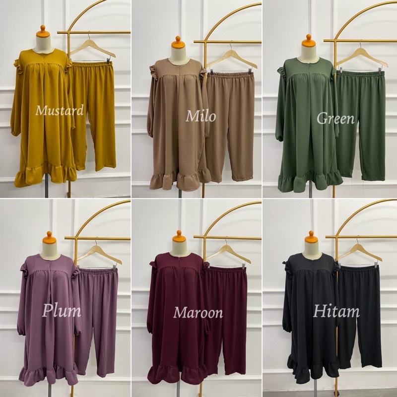 PAULA SET ONE SET CRINKLE SETELAN BUSUI BUMIL SETELAN TUNIK