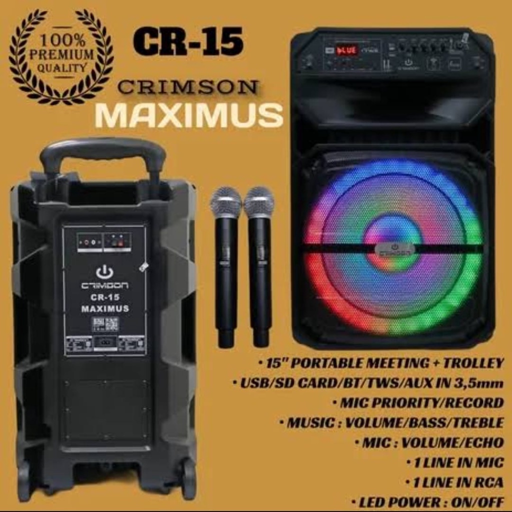 Speaker Portable Wireless Crimson Maximus CR 15 15 inch