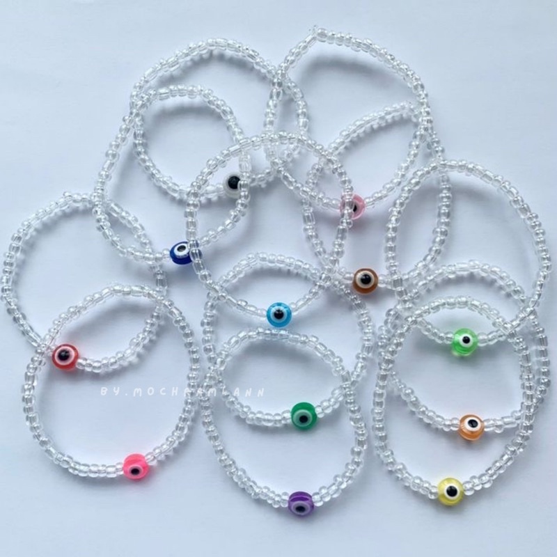 gelang beads clear manik mata/eye beads clear bracelet