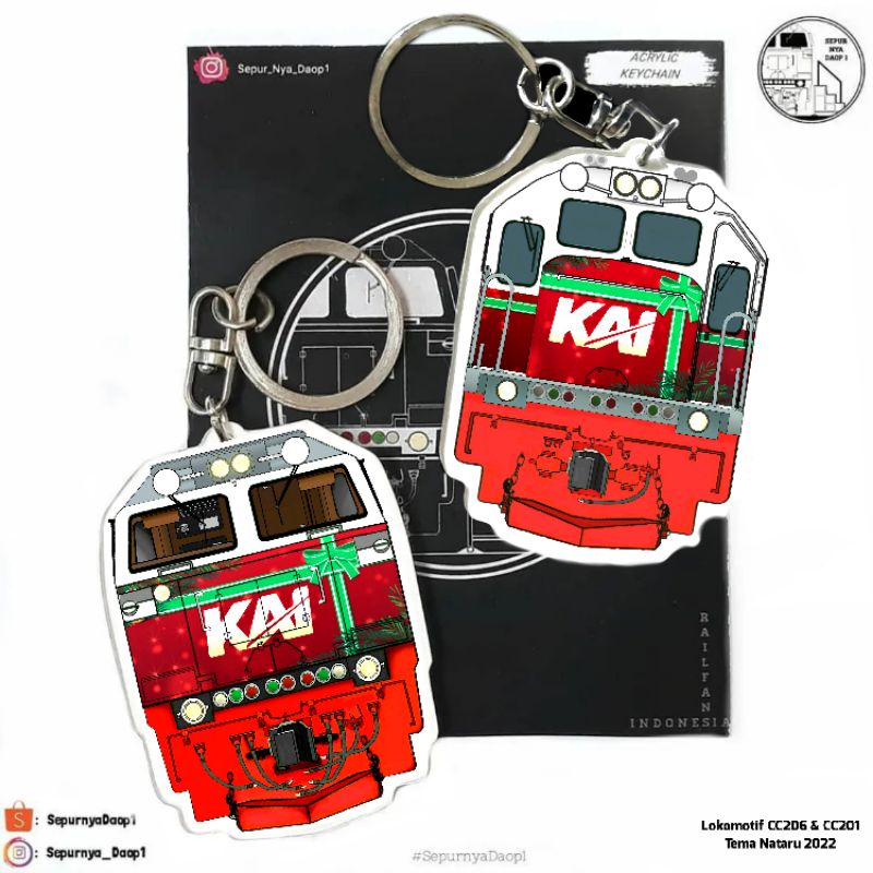Gantungan kunci lokomotif CC206 & CC201 Stiker Nataru 2022