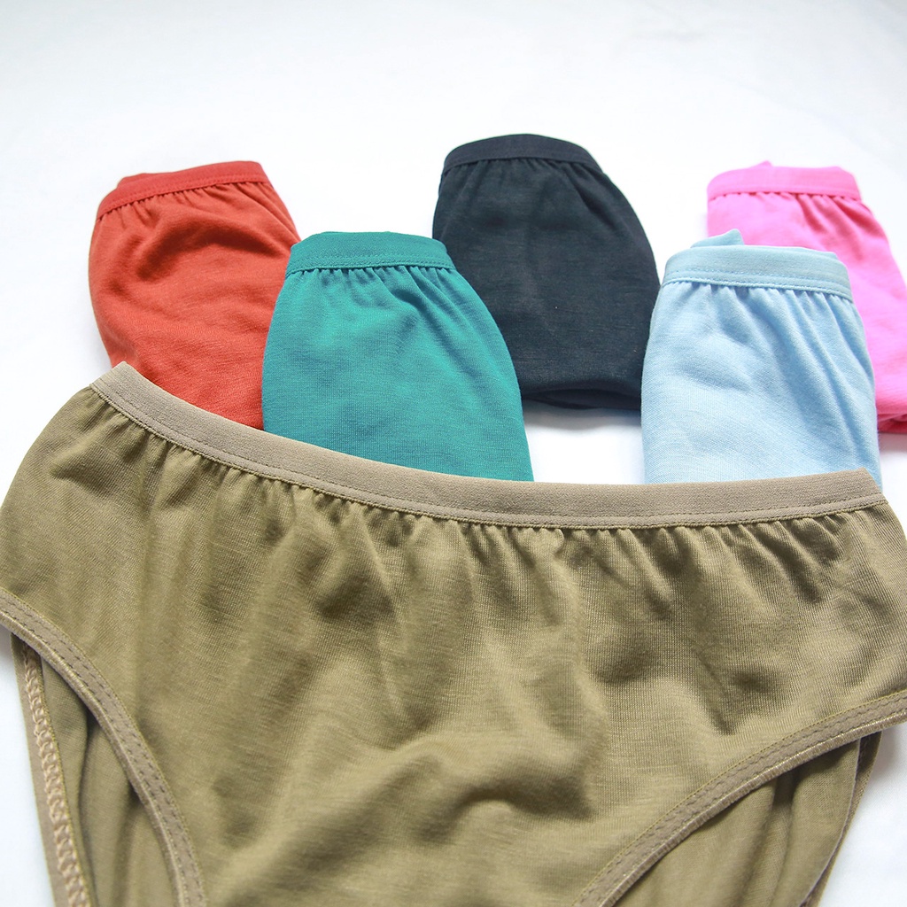 6 Pcs Celana Dalam SIZE L Wanita Bahan Melar dan Lembut Bundling Warna Random Celia