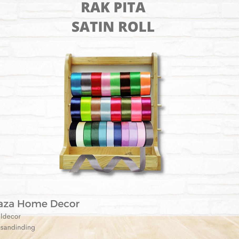 ₫ RAK PITA SATIN ROLL GANTUNG SERBAGUNA RAK DINDING JATI BELANDA ASLI TEMPAT PITA DAN ALAT JAHIT ➤