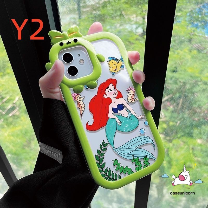 IPHONE Casing Lensa 3D Bow-knot Monster Kecil Kompatibel Untuk Iphone11 13 12 14 Pro Max8 7 6s 6 Plus XR XS Max 14 Plus X SE 2020siku Kartun Mermaid Lucu Winnie the Pooh Dinosaurus Soft Cover