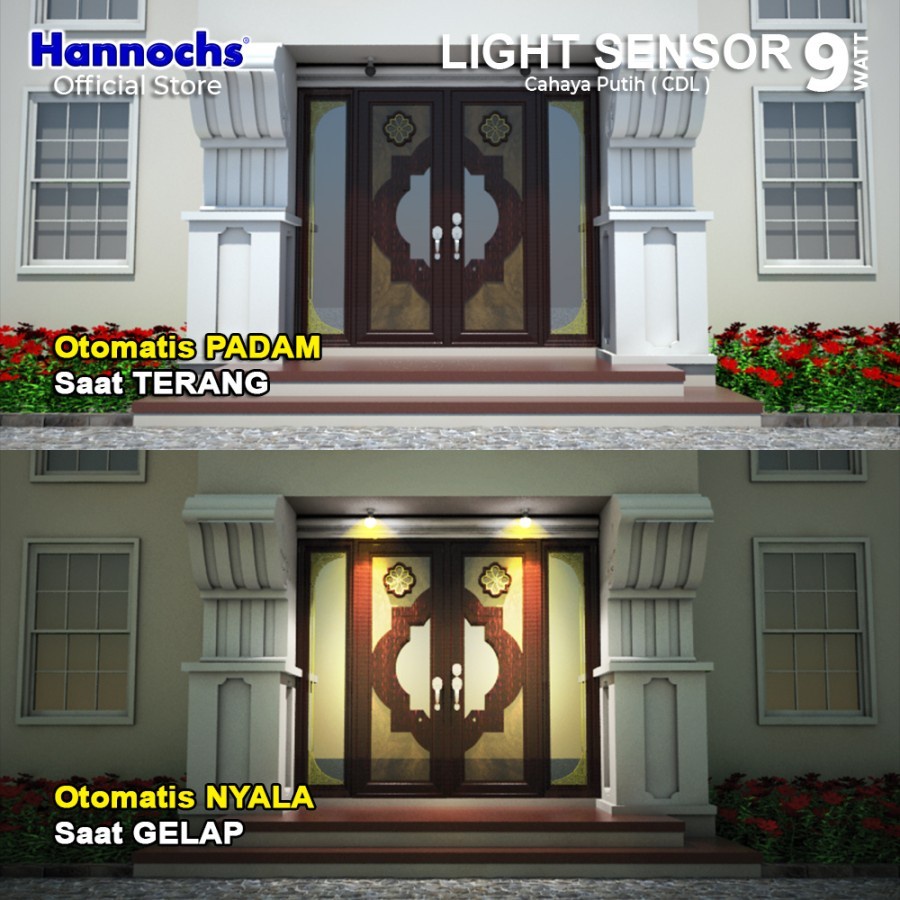 Hannochs Light Sensor LED 6 Watt Lampu Sensor Cahaya Original
