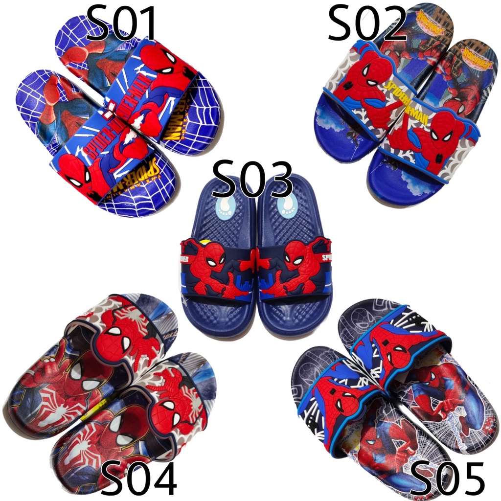 sandal import karakter sendal anak laki-laki slip on spaidermen