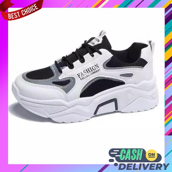 Sneakers Wanita Sepatu Keren Sekolah Polos Remaja Ootd Dewasa Sr Import Hitam Tali Cowok Tinggi Snea