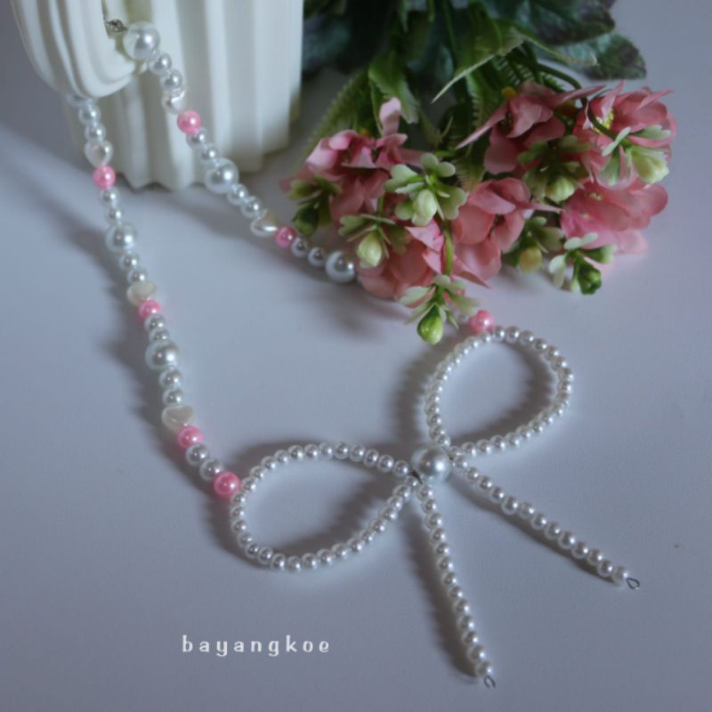 [ Kalung 37 ]  Aurora  Necklace / Kalung mutiara / kalung pita / Choker pita / kalung lucu / kalung 