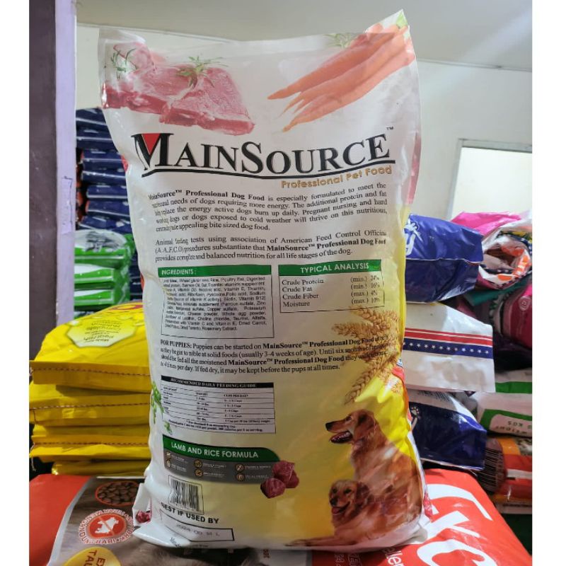 GRAB/GO-JEK Makanan Anjing MainSource Adult Lamb And Rice Formula Kemasan 18,14KG Dog Food