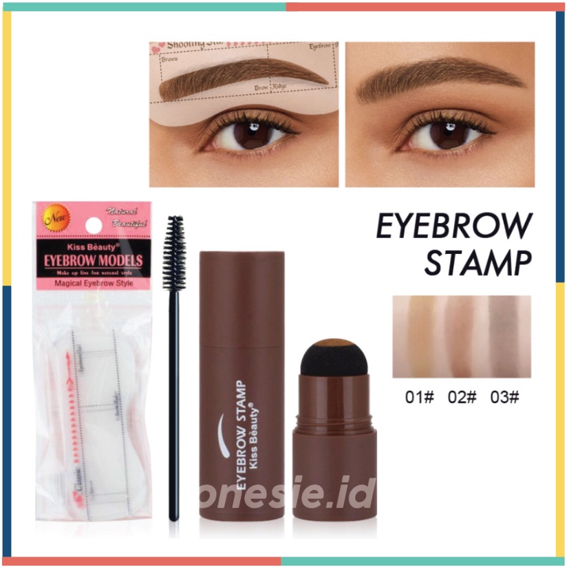 Kiss Beauty Eyebrow Stamp Powder Free 10 Cetakan Alis Instan Waterproof Alis Stempel XX055