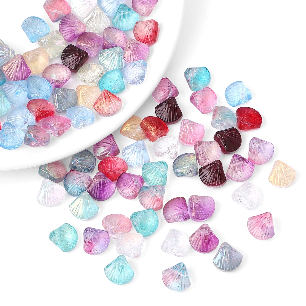10mm 20pcs /Bag Manik-Manik Kerang Kaca Fashion Multicolor Untuk Membuat Perhiasan DIY