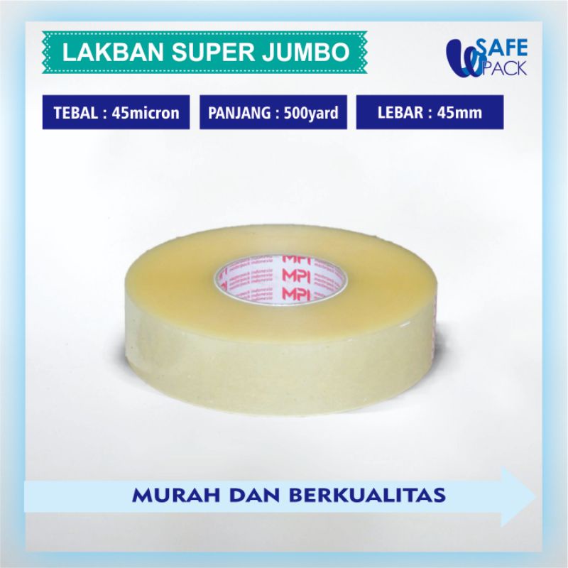 

lakban / plakban super jumbo bening MPI 45mm x 500 yard 2 inch murah kualitas super tidak mudah putus daya rekat sangat baik