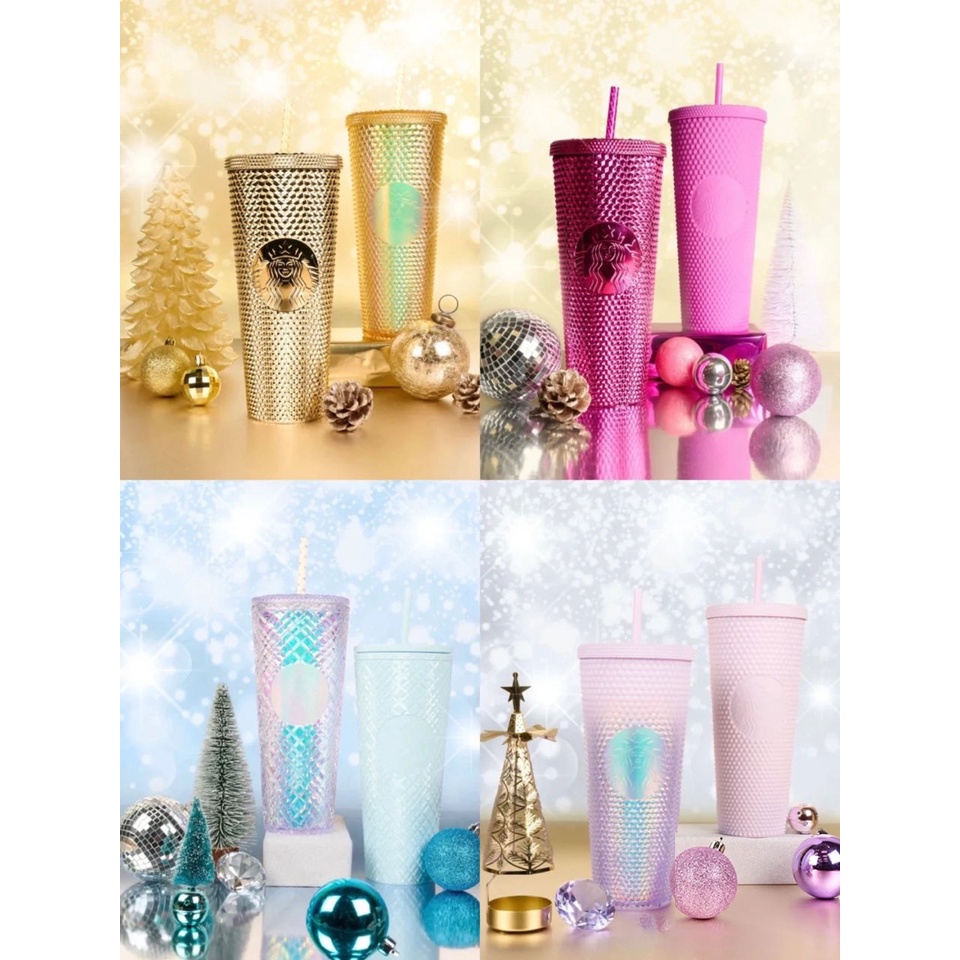 Starbucks Durian Cup Capacity Large 710 ml Fantasy Sparkling Diamond Durian Cup Flat Bottom Christmas Cup Starbucks