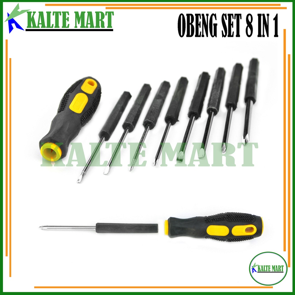 Obeng serbaguna Obeng Set 8 in 1 serbaguna 8 in 1 Screwdriver Obeng Set plus dan min obeng set termurah dan lengkap