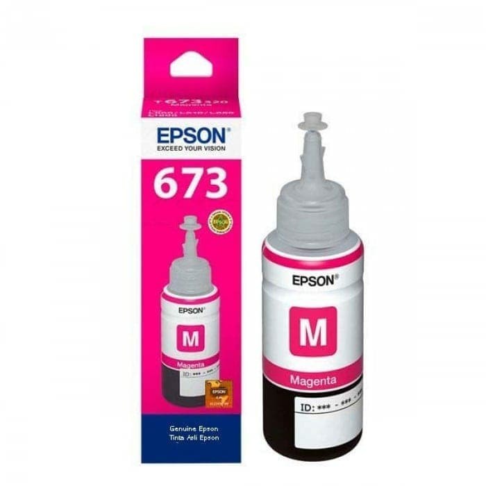 TINTA EPSON 673 MAGENTA T673 MERAH ORIGINAL RESMI FOR L800 L850 L1800