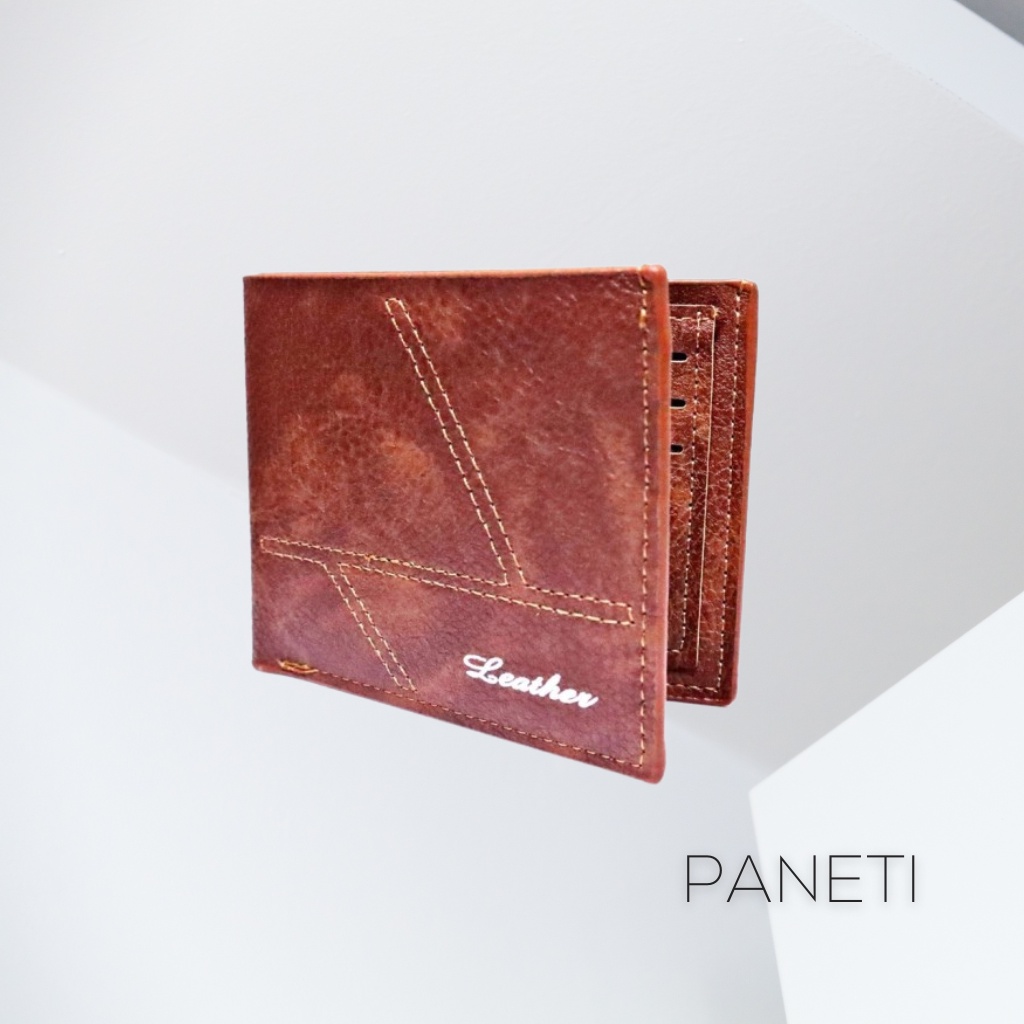 Dompet Lipat Pendek Pria 2 Ruang Dompet Kulit Pria Sintetis Paneti JH1