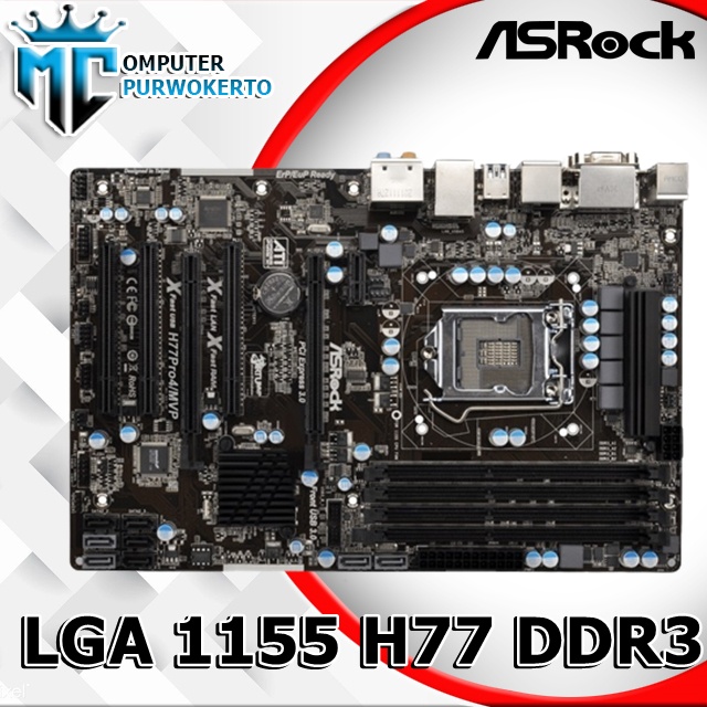 Motherboard H77 Intel Soket 1155 Asrock Atx Onboard 4 Slot Ram