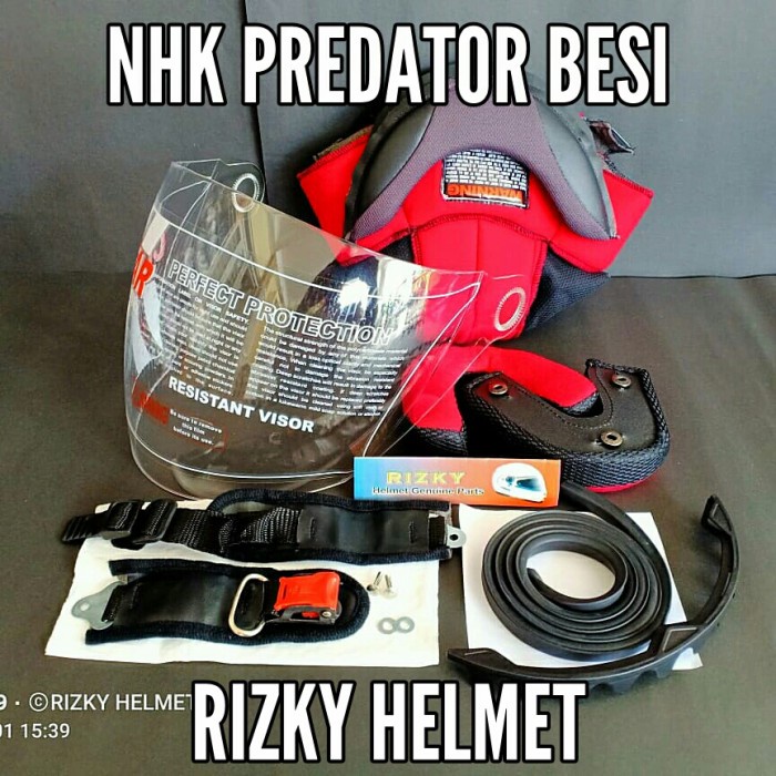 KACA HELM & BUSA HELM NHK PREDATOR BESI, TALI HELM, LIS KARET