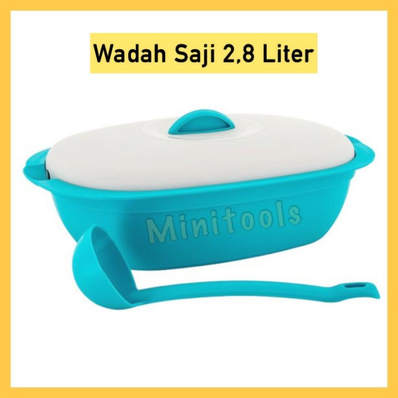 Wadah Saji 2,8 Liter / Tempat Sayur / Green Leaf 7684 Verona + Tutup dan Sendok